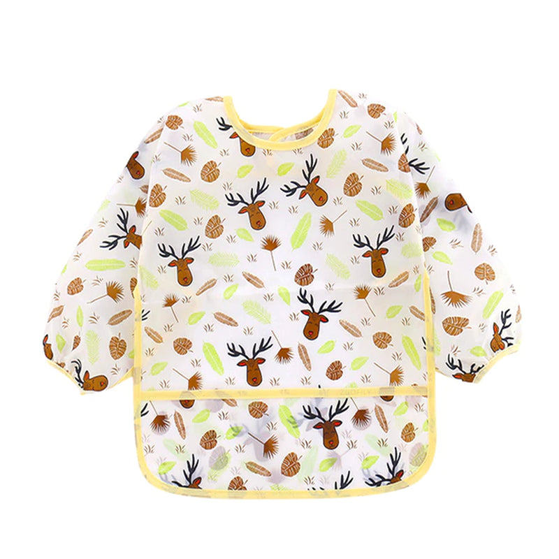 Cartoon Colorful Baby Bibs Long Sleeve Art Apron Animal Smock Baby Bib Burp Clothes Soft Feeding Eat Toddler Waterproof Smocks