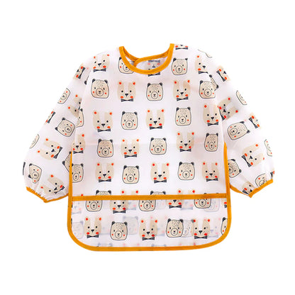 Cartoon Colorful Baby Bibs Long Sleeve Art Apron Animal Smock Baby Bib Burp Clothes Soft Feeding Eat Toddler Waterproof Smocks