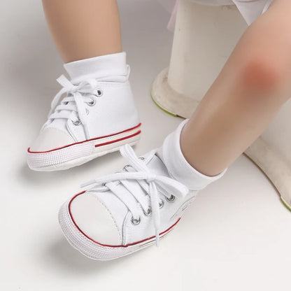 Baby Canvas Classic Sports Shoes Newborn Boys and Girls Printed Star First Walkers Shoes Infant anti Slip Baby Shoes