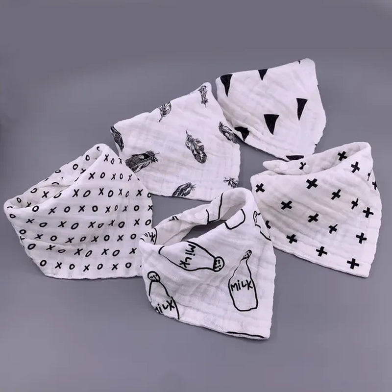 5Pcs/Lot Musiln Cotton Baby Bibs 4 Layers Girls Boys Babador Bandana Bibs Bebe Triangle Feeding Burp Cloth Bebe Collar Scarf