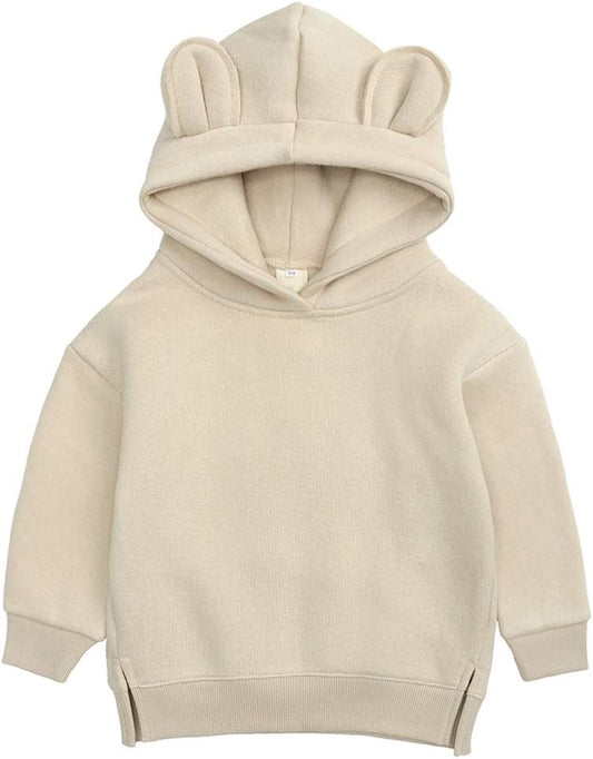 Baby Unisex Cotton Solid Hoodies, Toddler Sweatshirt Kids Cute Ear Hoody Tops Pullover Fall Winter Clothes