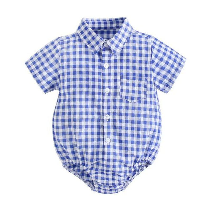 Cotton Baby Boys Bodysuits Fashion Newborn Clothes for Baby Boy Short Sleeve Summer Baby Clothing Plaid