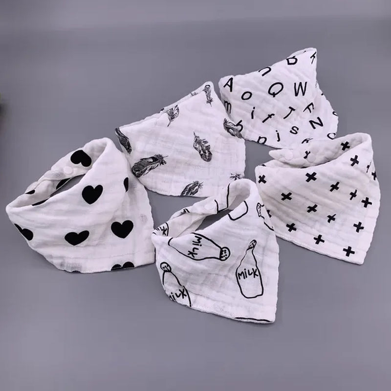 5Pcs/Lot Musiln Cotton Baby Bibs 4 Layers Girls Boys Babador Bandana Bibs Bebe Triangle Feeding Burp Cloth Bebe Collar Scarf