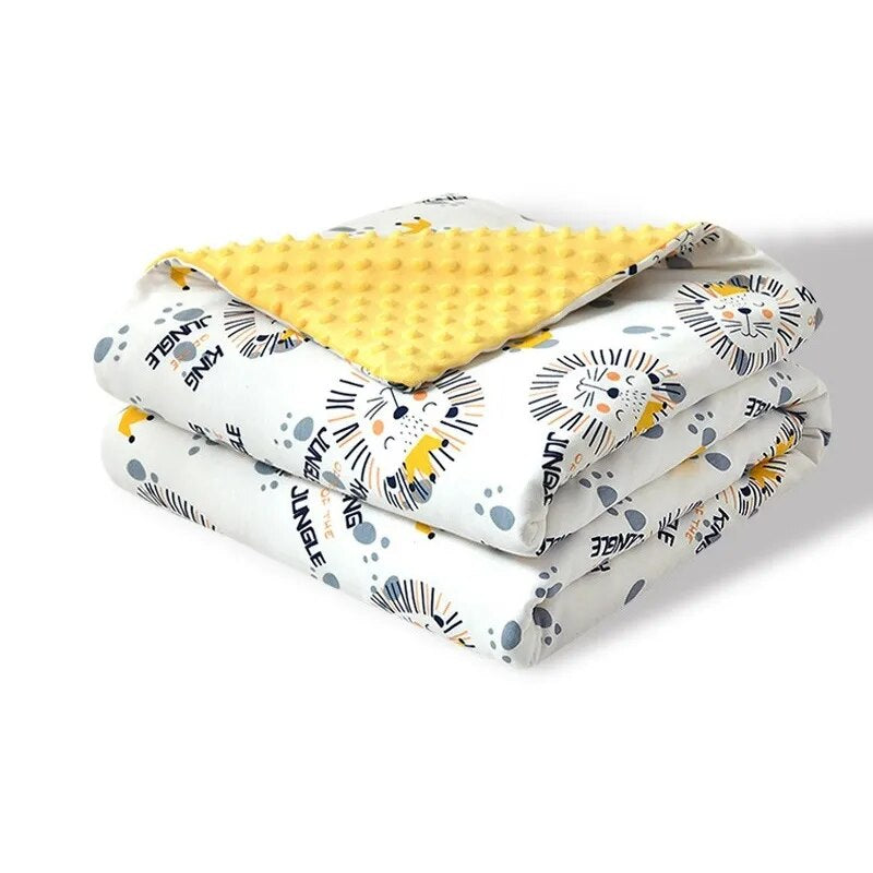 Newborn Baby Blanket Thick Warm Thermal Flannel Fleece Quilts Infant Bebe Cotton Fox Lion Swaddle Envelope Receiving Blankets