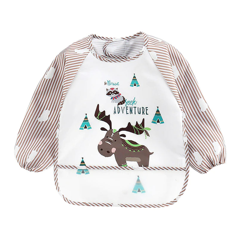 Cartoon Colorful Baby Bibs Long Sleeve Art Apron Animal Smock Baby Bib Burp Clothes Soft Feeding Eat Toddler Waterproof Smocks