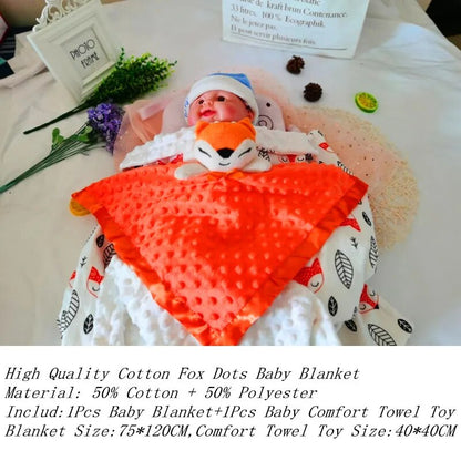 Newborn Baby Blanket Thick Warm Thermal Flannel Fleece Quilts Infant Bebe Cotton Fox Lion Swaddle Envelope Receiving Blankets