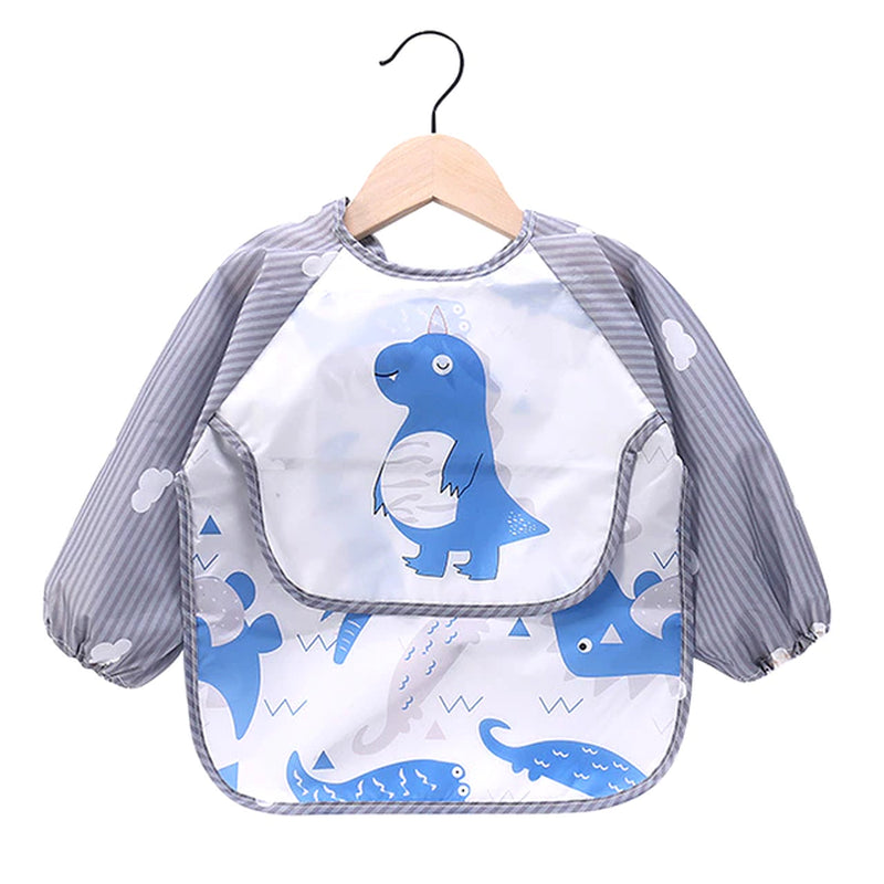 Cartoon Colorful Baby Bibs Long Sleeve Art Apron Animal Smock Baby Bib Burp Clothes Soft Feeding Eat Toddler Waterproof Smocks