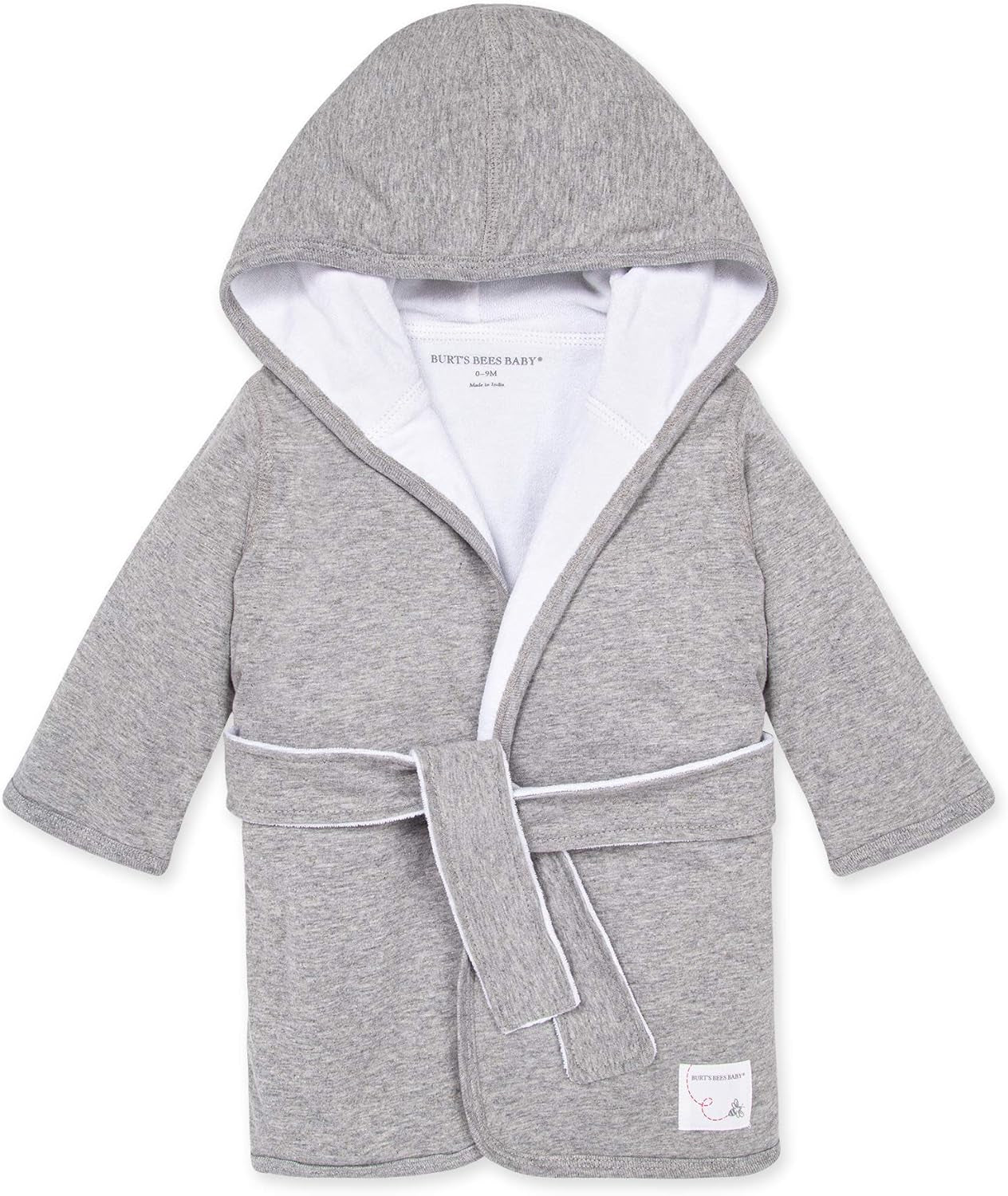 Burt'S Bees Baby - Bathrobe, Infant Hooded Robe, Absorbent Knit Terry, 100% Organic Cotton, 0-9 Months (Heather Grey)