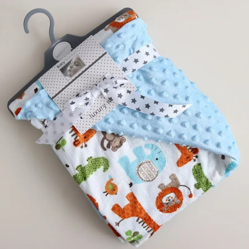 Newborn Baby Blanket Thick Warm Thermal Flannel Fleece Quilts Infant Bebe Cotton Fox Lion Swaddle Envelope Receiving Blankets