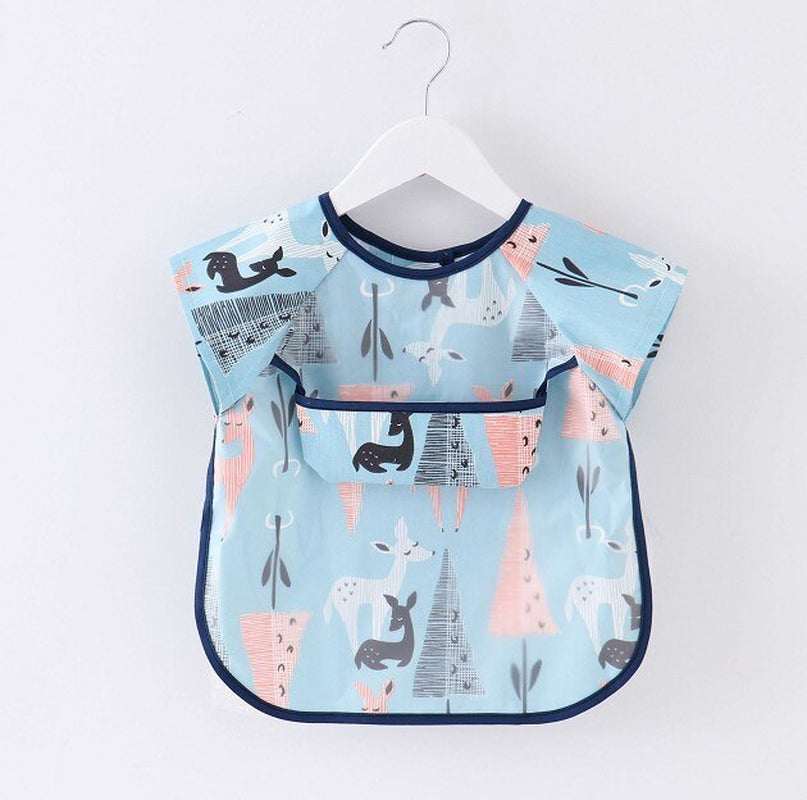 Cartoon Colorful Baby Bibs Long Sleeve Art Apron Animal Smock Baby Bib Burp Clothes Soft Feeding Eat Toddler Waterproof Smocks