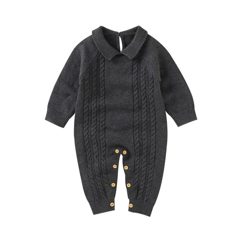 Baby Romper Cotton Knitted Playsuit Newborn Boys Girls Jumpsuit Fashion Turn-Down Collar Infant Kids Clothing Long Sleeve Autumn