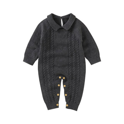 Baby Romper Cotton Knitted Playsuit Newborn Boys Girls Jumpsuit Fashion Turn-Down Collar Infant Kids Clothing Long Sleeve Autumn