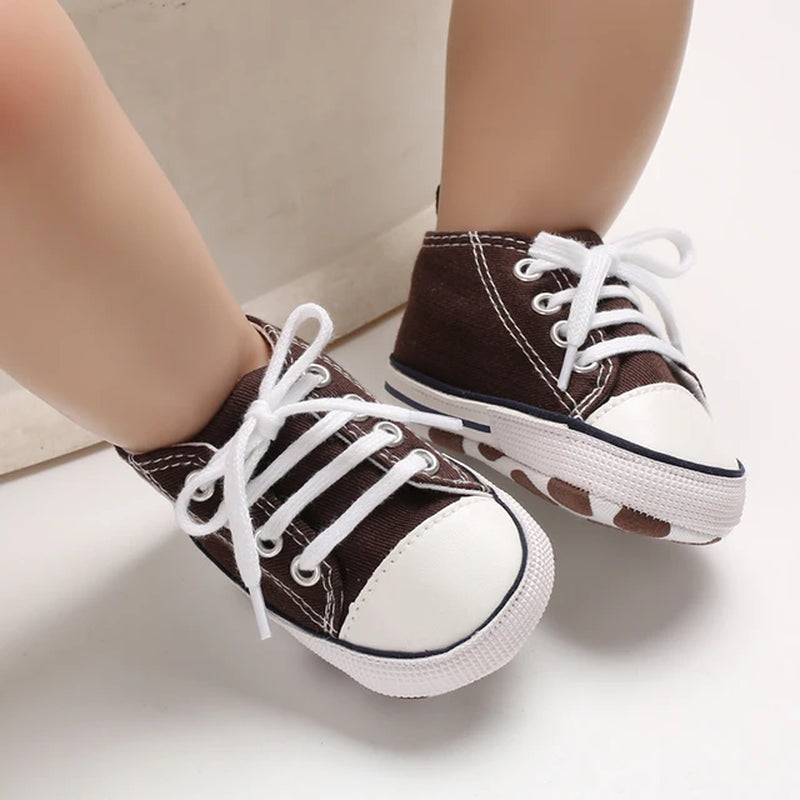 Baby Canvas Classic Sports Shoes Newborn Boys and Girls Printed Star First Walkers Shoes Infant anti Slip Baby Shoes