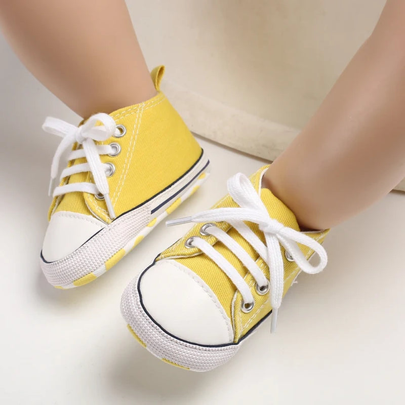 Baby Canvas Classic Sports Shoes Newborn Boys and Girls Printed Star First Walkers Shoes Infant anti Slip Baby Shoes