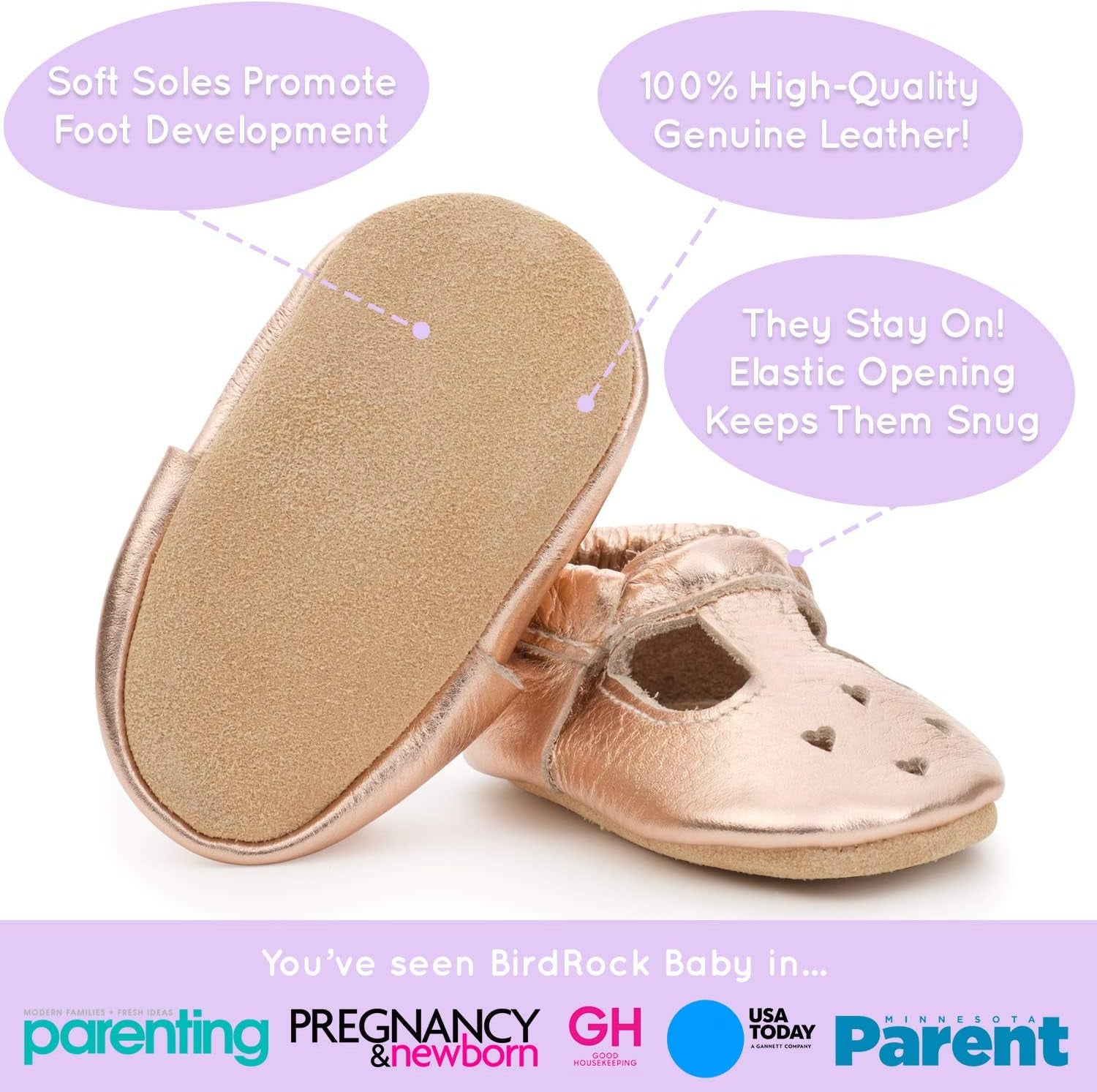 Mary Jane Moccasins - Genuine Leather Soft Sole Baby Girl Shoes for Newborns, Infants, Babies, and Toddlers