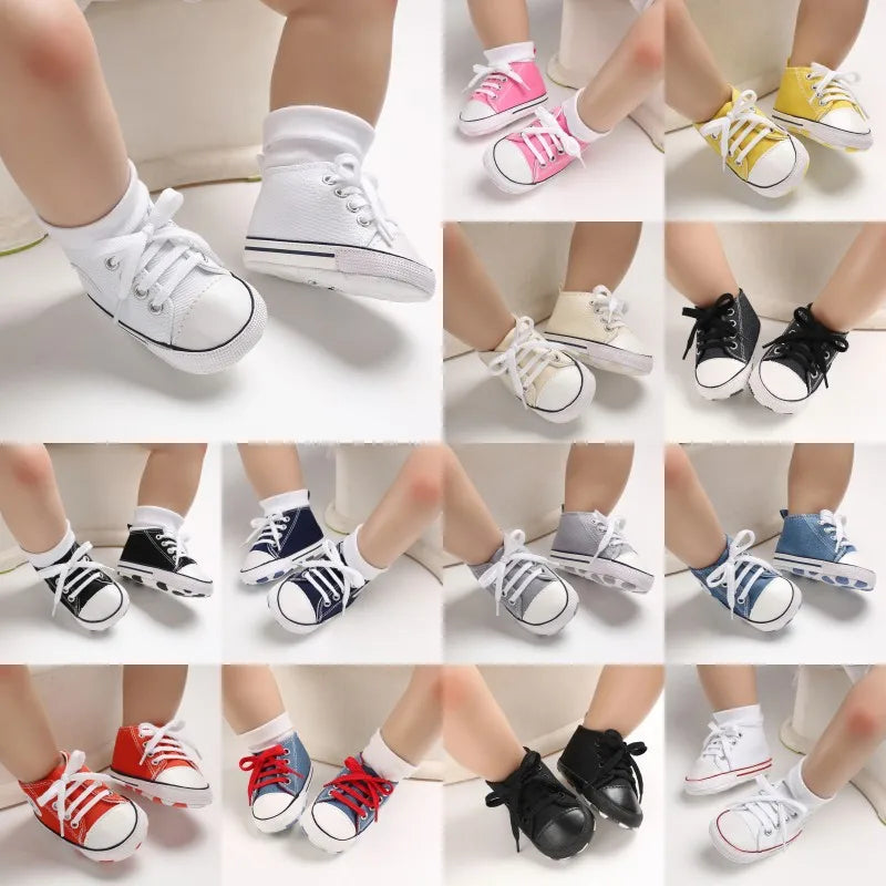 Baby Canvas Classic Sports Shoes Newborn Boys and Girls Printed Star First Walkers Shoes Infant anti Slip Baby Shoes