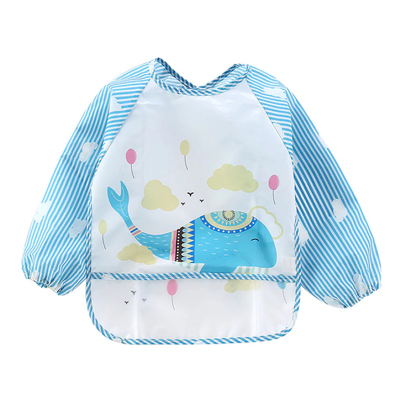 Cartoon Colorful Baby Bibs Long Sleeve Art Apron Animal Smock Baby Bib Burp Clothes Soft Feeding Eat Toddler Waterproof Smocks