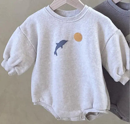 New 2022 Baby Girls Boys Bodysuits Baby Simple Embroidery Loose Package Fart Creeper Sweater Spring Autumn Baby Bodysuit