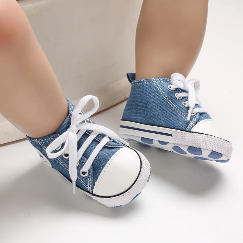 Baby Canvas Classic Sports Shoes Newborn Boys and Girls Printed Star First Walkers Shoes Infant anti Slip Baby Shoes