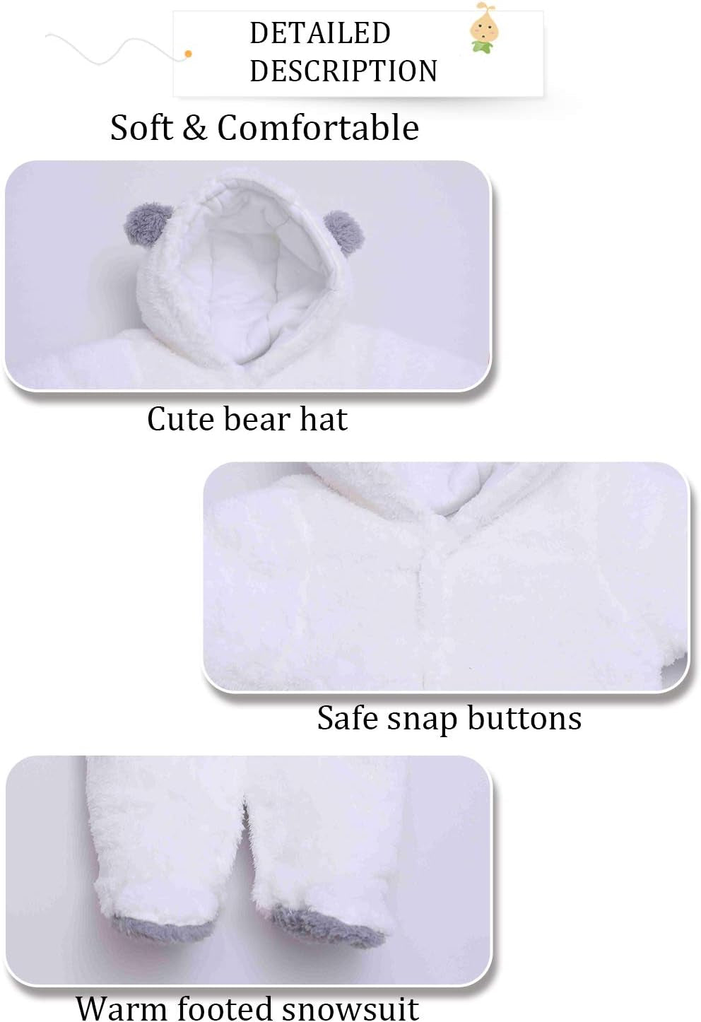 Unisex Baby Clothes Winter Coats Cute Newborn Infant Jumpsuit Snowsuit Bodysuits Registry for Baby Essentials Stuff