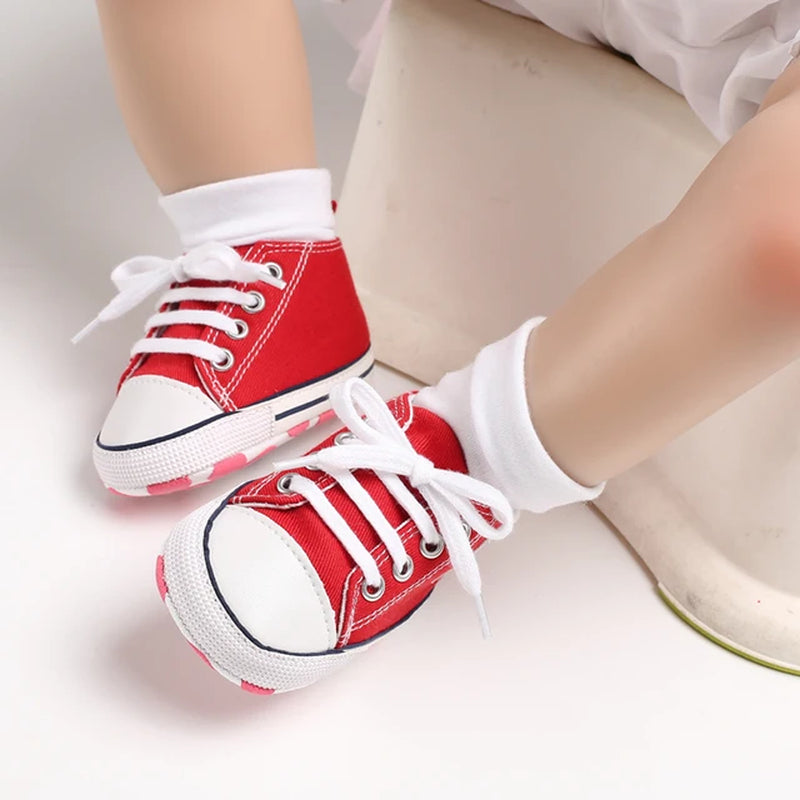 Baby Canvas Classic Sports Shoes Newborn Boys and Girls Printed Star First Walkers Shoes Infant anti Slip Baby Shoes