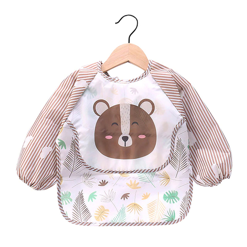 Cartoon Colorful Baby Bibs Long Sleeve Art Apron Animal Smock Baby Bib Burp Clothes Soft Feeding Eat Toddler Waterproof Smocks