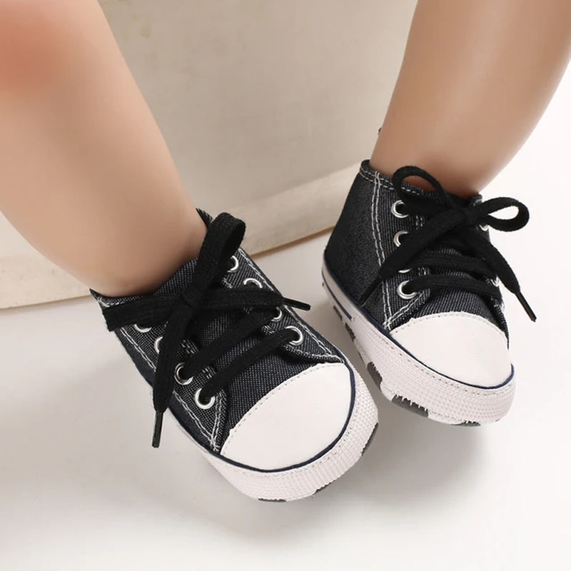 Baby Canvas Classic Sports Shoes Newborn Boys and Girls Printed Star First Walkers Shoes Infant anti Slip Baby Shoes