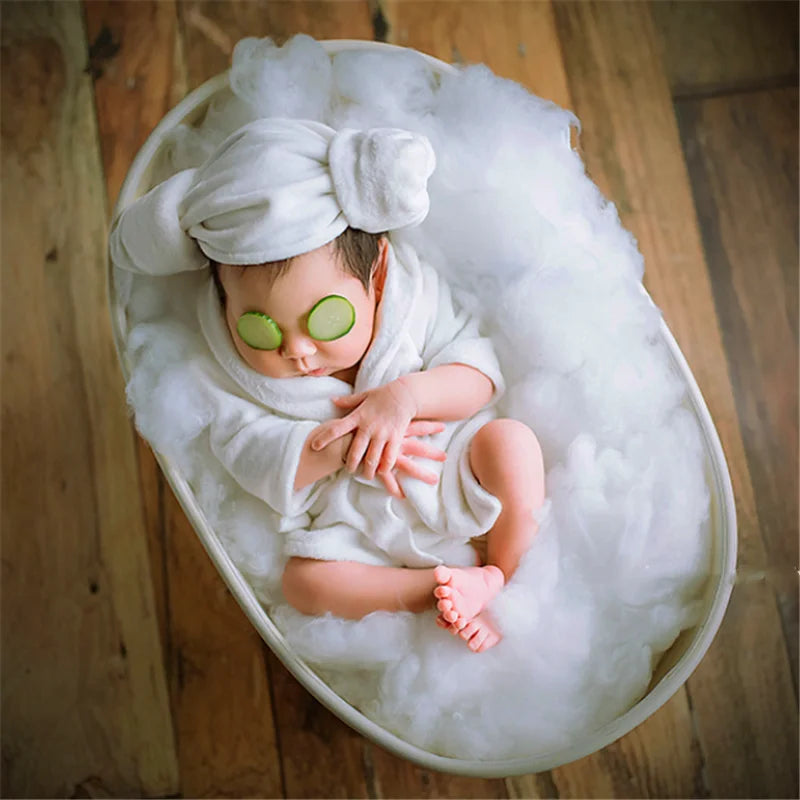 Creative Infant Cotton Bathrobe Newborn Photography Props Backdrop Basket Stuffer Cotton Decoration