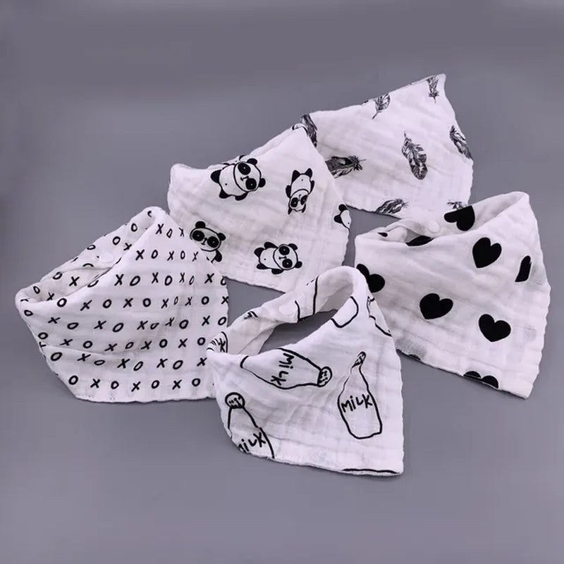 5Pcs/Lot Musiln Cotton Baby Bibs 4 Layers Girls Boys Babador Bandana Bibs Bebe Triangle Feeding Burp Cloth Bebe Collar Scarf