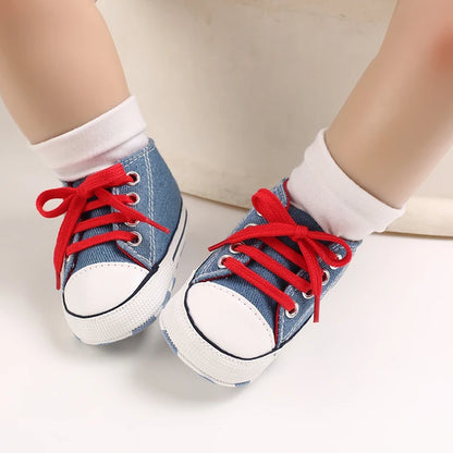 Baby Canvas Classic Sports Shoes Newborn Boys and Girls Printed Star First Walkers Shoes Infant anti Slip Baby Shoes