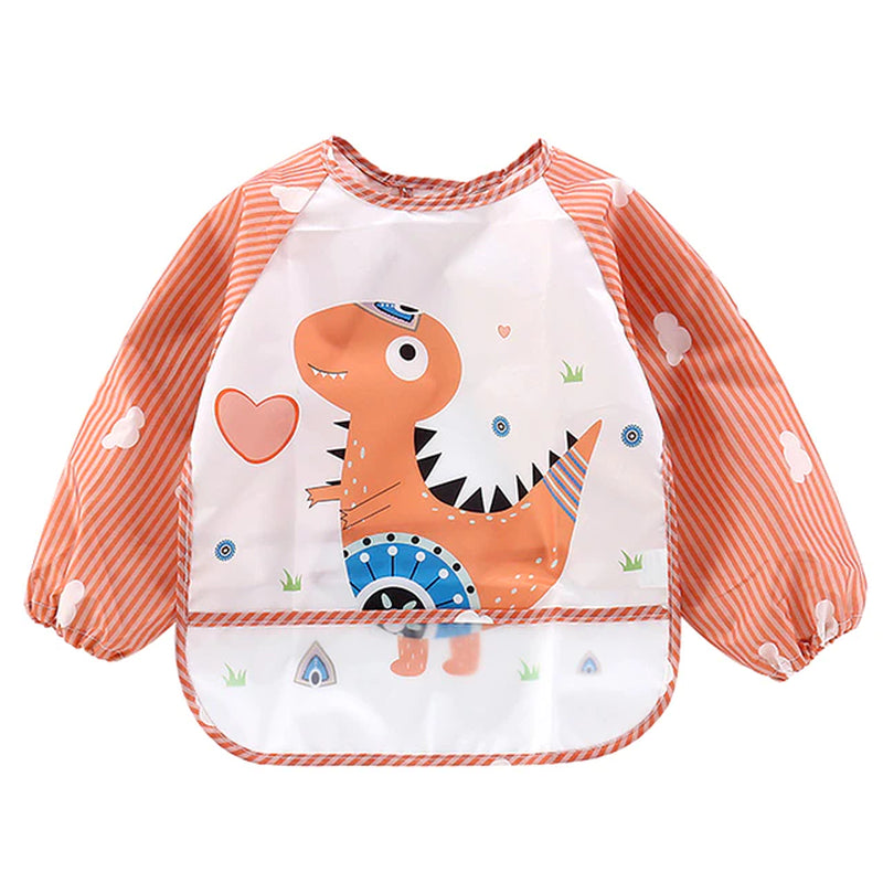 Cartoon Colorful Baby Bibs Long Sleeve Art Apron Animal Smock Baby Bib Burp Clothes Soft Feeding Eat Toddler Waterproof Smocks