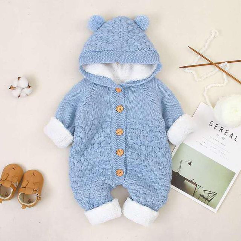 Newborn Baby Clothes Cardigan Hooded Rompers Autumn Winter Girl Boy Fashion Infant Costume Kids Toddler Cashmere Knit Jumpsuit