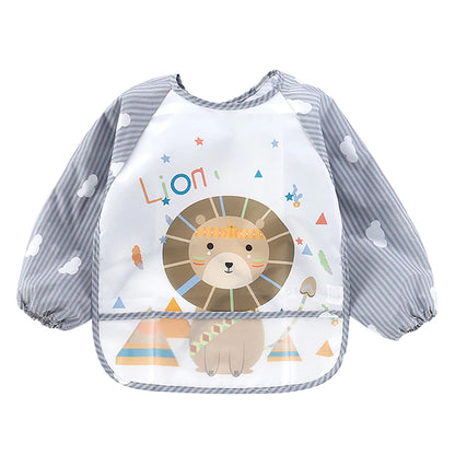 Cartoon Colorful Baby Bibs Long Sleeve Art Apron Animal Smock Baby Bib Burp Clothes Soft Feeding Eat Toddler Waterproof Smocks